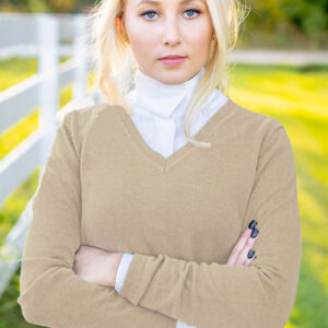 SP RHODES Ladies Preppy V-Neck Equestrian Team Sweater